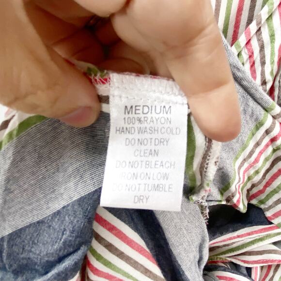 Davi & Dani Medium Womens Multicolor Striped Blue Flowy Sleeveless Wrap Dress - Picture 6 of 8